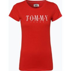 Tommy Jeans - T-shirt damski, czerwony. Czerwone t-shirty damskie marki Tommy Jeans, s, z nadrukiem, z jeansu, bez kołnierzyka. Za 139,95 zł.