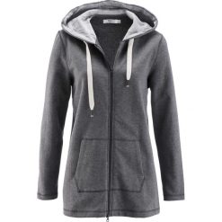 Długa bluza rozpinana, luźniejszy fason bonprix szary melanż. Szare bluzy rozpinane damskie bonprix, melanż, z długim rękawem, długie. Za 79,99 zł.