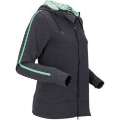 Bluza rozpinana, długi rękaw bonprix czarno-kremowy miętowy. Czarne bluzy damskie bonprix, bez wzorów, z długim rękawem, długie, z kapturem. Za 89,99 zł.