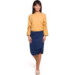 Spódnica za kolano z przeplotem - denim. Spódniczki damskie BE, s, bez wzorów, z elastanu, ołówkowe. Za 109,00 zł.