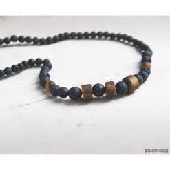 Naszyjnik MĘSKI :: tiger's eye & LAVA II. Czerwone naszyjniki męskie Pakamera. Za 124,00 zł.