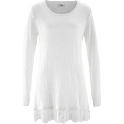 Sweter z koronką, długi rękaw bonprix biel wełny. Białe swetry klasyczne damskie marki bonprix, z koronki. Za 59,99 zł.