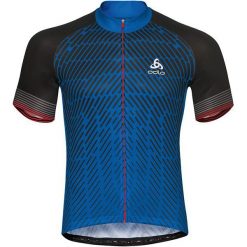 Odlo Koszulka rowerowa Stand-up collar s/s full zip Fujin Print niebieska r. XL (411442). Niebieskie odzież rowerowa męska marki Odlo, m. Za 238,18 zł.