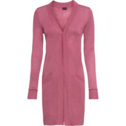 Długi sweter bez zapięcia bonprix jeżynowy sorbetowy. Fioletowe swetry damskie bonprix, bez wzorów, z długim rękawem, długie, bez kaptura. Za 34,99 zł.