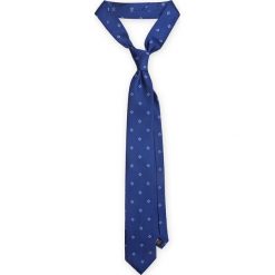 KRAWAT NIEBIESKI. Niebieskie krawaty męskie marki LANCERTO, w geometryczne wzory, z jedwabiu, eleganckie. Za 139,90 zł.