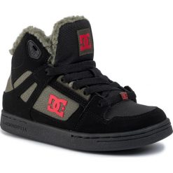 Sneakersy DC - Youth Pure High Top Wnt ADBS100245 Black/Olive. Czarne półbuty damskie DC, z zamszu. W wyprzedaży za 189,00 zł.