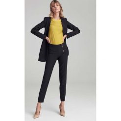 Czarne Eleganckie Spodnie w Kant z Widocznym Zamkiem. Czarne spodnie męskie NIFE, xl, bez wzorów, z elastanu, eleganckie. Za 179,90 zł.