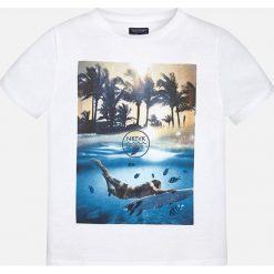 Mayoral - T-shirt dziecięcy 128-172 cm. Szare t-shirty męskie marki Mayoral, z nadrukiem, z dzianiny, z okrągłym kołnierzem. Za 69,90 zł.