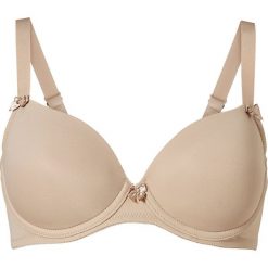 Biustonosz z usztywnianymi miseczkami bonprix cielisty. Brązowe biustonosze bonprix, bez wzorów. Za 44,99 zł.