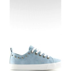 Trampki z cyrkoniami niebieskie BL122p Blue. Niebieskie trampki i tenisówki damskie ButyModne, bez wzorów, z tkaniny, bez zapięcia. Za 87,14 zł.