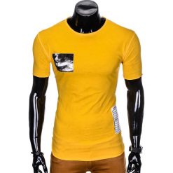 T-shirt męski z nadrukiem S983 - żółty. Żółte t-shirty męskie Ombre Clothing, s, z nadrukiem, bez kołnierzyka. Za 19,99 zł.