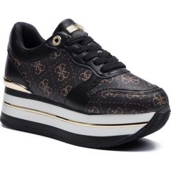 Sneakersy GUESS - Hinders3 FL7HN3 FAL12 BROWN/BLACK. Czarne półbuty damskie Guess, ze skóry ekologicznej. W wyprzedaży za 439,00 zł.