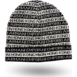 CZAPKA Emporio Armani. Czarne czapki męskie Emporio Armani, bez wzorów, z kaszmiru. Za 389,00 zł.