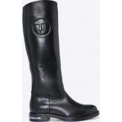 Trussardi Jeans - Kozaki. Szare botki damskie na obcasie Trussardi Jeans, z jeansu. W wyprzedaży za 799,90 zł.