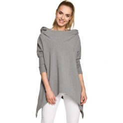 HOLLY Asymetryczna peleryna - szara. Czarne bluzy damskie marki Moe, s, bez wzorów, z dzianiny, z długim rękawem, długie. Za 169,00 zł.