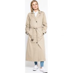 Calvin Klein Jeans - Płaszcz. Brązowe kurtki damskie marki Calvin Klein Jeans, s, w paski, z bawełny, klasyczne, bez kaptura. W wyprzedaży za 699,90 zł.