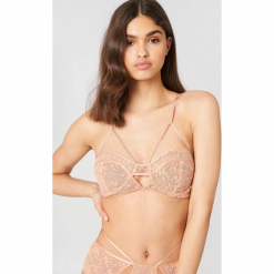 For Love & Lemons Biustonosz na fiszbinach Miranda - Beige,Nude. Brązowe biustonosze bardotka For Love & Lemons, z haftami. W wyprzedaży za 210,78 zł.
