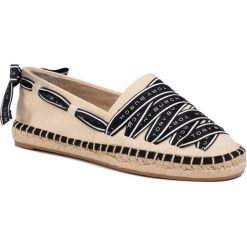 Espadryle TORY BURCH - Logo Grosgrain Espadrille 61318 Cream/Perfect Black 105. Brązowe espadryle damskie Tory Burch, na co dzień, bez wzorów, z tworzywa sztucznego, bez obcasa, na płaskiej podeszwie, bez zapięcia. Za 839,00 zł.