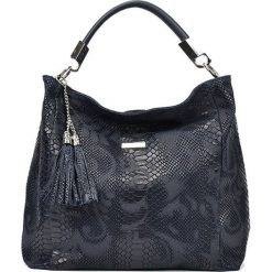 Shopper bag damskie: Skórzana torebka w kolorze granatowym – (S)35 x (W)48 x (G)14 cm