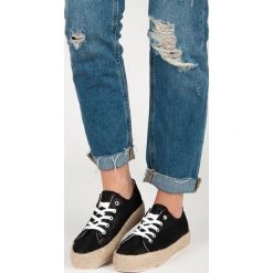 Espadryle damskie: Czarne espadryle na wiązanie DACIA