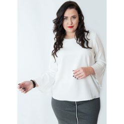 Bluzka Ida koraliki OVERSIZE MODA XXL. Żółte bluzki damskie Moda Size Plus Iwanek, na co dzień, xxl, z aplikacjami, z elastanu, eleganckie, z okrągłym kołnierzem, bez rękawów. Za 109,90 zł.