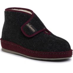 Kapcie SCHAWOS - 370017-9 Anthrazit/Bordeaux. Szare klapki damskie Schawos, bez wzorów, z wełny, bez obcasa. Za 159,00 zł.