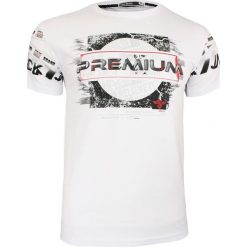 Biała Męska Koszulka (T-shirt ) z Nadrukiem, Krótki Rękaw, Trójwymiarowy Napis PREMIUM TSADG0001white. Białe koszulki męskie m, z nadrukiem, z tkaniny, krótkie. Za 89,00 zł.