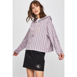 Adidas Originals - Bluza. Fioletowe bluzy damskie adidas Originals, z nadrukiem, z bawełny, bez rękawów, z kapturem. W wyprzedaży za 219,90 zł.
