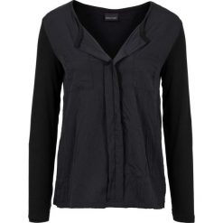 Shirt bluzkowy bonprix czarny. Czarne t-shirty damskie bonprix, bez wzorów, z tkaniny, eleganckie, z koszulowym kołnierzykiem. Za 79,99 zł.