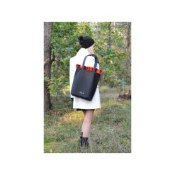 Shopper bag damskie: TORBA Z METALICZNĄ FALBANKĄ