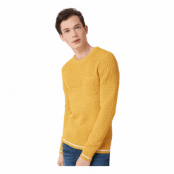 Q/S designed by sweter męski XXL żółty. Żółte swetry męskie Q/S designed by, s, bez wzorów, z bawełny, eleganckie, bez kołnierzyka, bez kaptura. Za 199,00 zł.
