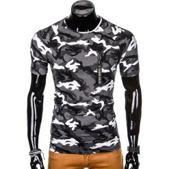 T-shirty męskie: T-SHIRT MĘSKI Z NADRUKIEM S1011 - SZARY/MORO