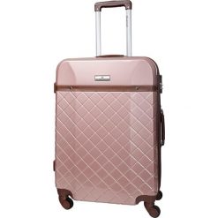 Walizka w kolorze różowego złota - 101 l. Różowe walizki Platinium, bez wzorów, z materiału. W wyprzedaży za 339,95 zł.