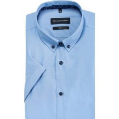Koszula MICHELE slim KKNS000031. Niebieskie koszule męskie Giacomo Conti, m, bez wzorów, z bawełny, button down, z krótkim rękawem. Za 199,00 zł.