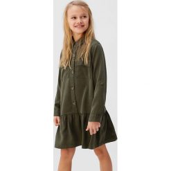 Mango Kids - Sukienka dziecięca Zinni 110-164 cm. Żółte sukienki dziewczęce Mango Kids, bez wzorów, z lyocellu, casualowe, z długim rękawem, długie, maxi, proste. Za 119,90 zł.
