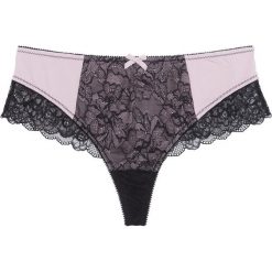 Stringi "panty" bonprix czarno-matowy jasnoróżowy. Czarne majtki damskie bonprix, w koronkowe wzory. Za 29,99 zł.