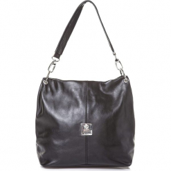 Skórzana torebka w kolorze czarnym - 26 x 36 x 15 cm. Czarne torebki klasyczne damskie I MEDICI FIRENZE, w paski, z materiału. W wyprzedaży za 304,95 zł.