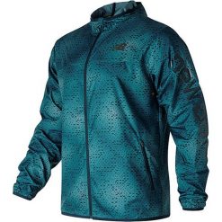 Kurtka "Windcheater" w kolorze morskim do biegania. Niebieskie kurtki do biegania męskie New Balance, m, z materiału. W wyprzedaży za 216,95 zł.