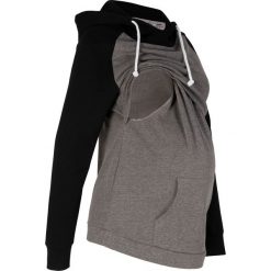 Bluza dresowa ciążowa i do karmienia piersią bonprix czarno-szary melanż. Czarne bluzy damskie bonprix, bez wzorów, z dzianiny, bez rękawów, bez kaptura. Za 99,99 zł.
