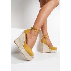 Żółte Espadryle Lilopei. Żółte espadryle damskie Renee, bez wzorów, bez obcasa. Za 139,99 zł.