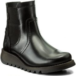 Sztyblety FLY LONDON - Sconfly GORE-TEX P144058000 Black. Czarne kozaki damskie Fly London, ze skóry, bez obcasa, na obcasie, bez zapięcia. W wyprzedaży za 299,00 zł.