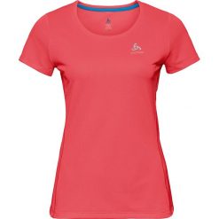 Koszulka "Sliq" w kolorze koralowym do biegania. Czerwone bluzki sportowe damskie Odlo Women, s, bez wzorów, z materiału, z okrągłym kołnierzem, bez rękawów, bez kaptura, do biegania. W wyprzedaży za 75,95 zł.
