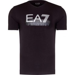 T-shirt EA7 EMPORIO ARMANI. Czarne t-shirty męskie EA7 Emporio Armani, z nadrukiem, z bawełny, bez kołnierzyka. W wyprzedaży za 198,00 zł.
