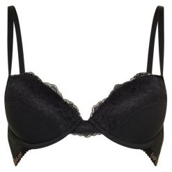 Biustonosz push-up Emporio Armani Underwear 164137 0P202 00020. Czarne biustonosze Emporio Armani Underwear, bez wzorów, z elastanu. Za 279,00 zł.
