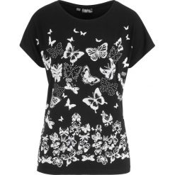 T-shirt z nadrukiem bonprix czarny z nadrukiem. Czarne t-shirty damskie bonprix, z nadrukiem. Za 54,99 zł.