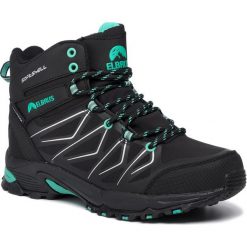 Trekkingi ELBRUS - Mabby Mid Wp Wo's Black/Biscay Green. Czarne trapery damskie ELBRUS, z tworzywa sztucznego, bez obcasa, bez zapięcia. W wyprzedaży za 199,00 zł.