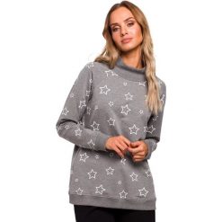 Bluza oversize z nadrukiem - szara. Szare bluzy damskie Moe, z elastanu, bez kaptura. W wyprzedaży za 169,00 zł.