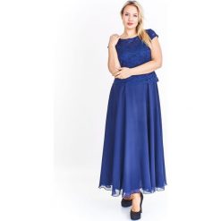 Sukienka maxi z koronkową górą granatowy. Niebieskie sukienki damskie N/A, plus size, bez wzorów, z koronki, bez kołnierzyka, plus size, bez rękawów, maxi. Za 151,64 zł.