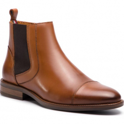 Kozaki TOMMY HILFIGER - Essential Leather Toecap Chelsea FM0FM02140 Winter Cognac 906. Brązowe buty zimowe męskie TOMMY HILFIGER, z materiału. Za 699,00 zł.