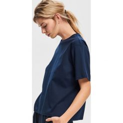 T-shirt z merceryzowanej bawełny - Niebieski. Niebieskie t-shirty damskie Reserved, s, bez wzorów, z bawełny, bez kołnierzyka. Za 79,99 zł.